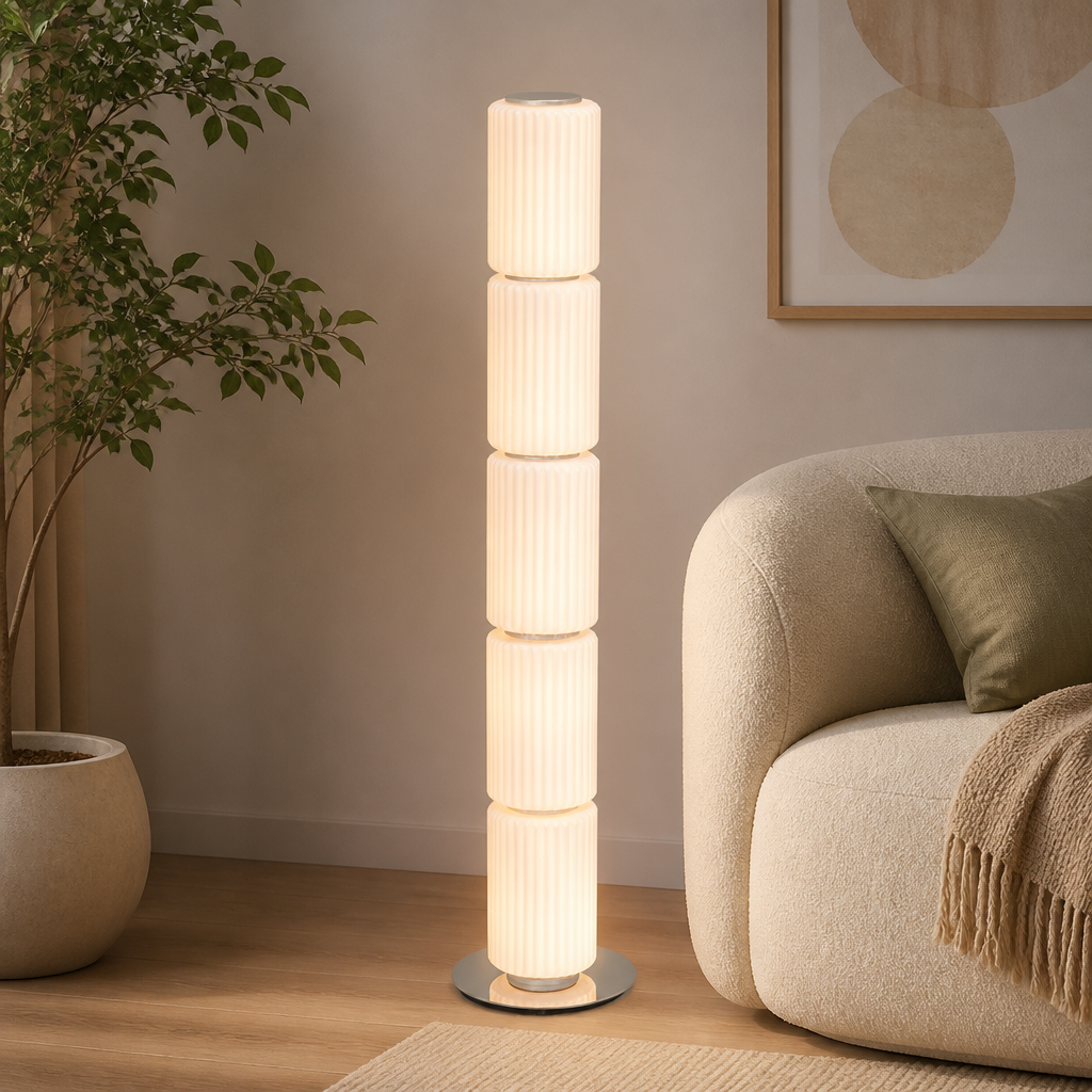 Scandinavian Glass & Aluminum LED Globe Floor Lamp