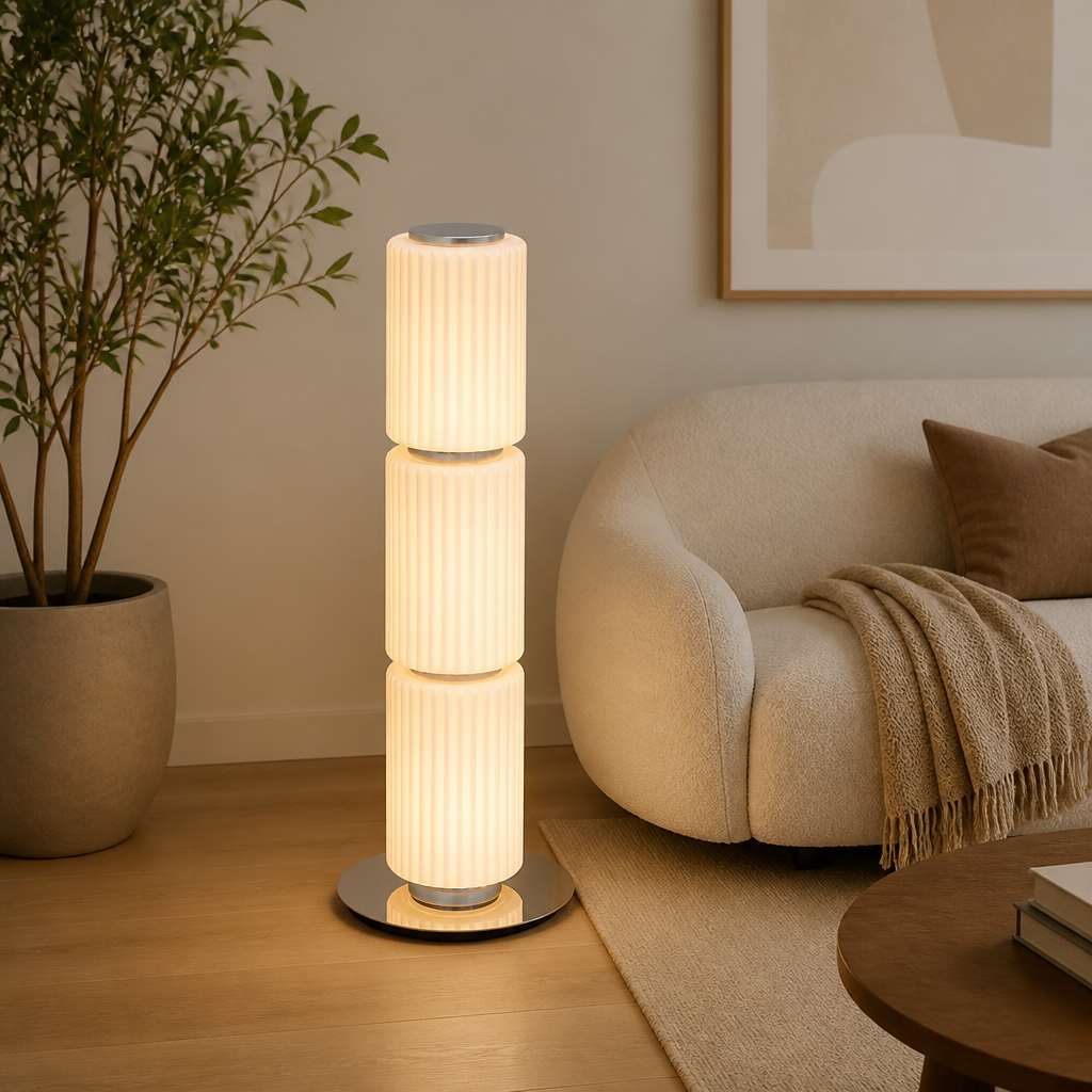 Scandinavian Glass & Aluminum LED Globe Floor Lamp