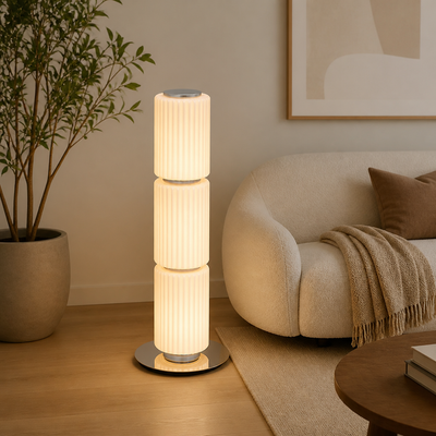 Scandinavian Glass & Aluminum LED Globe Floor Lamp
