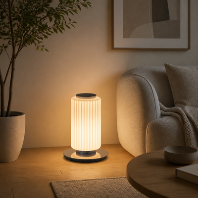 Scandinavian Glass & Aluminum LED Globe Floor Lamp
