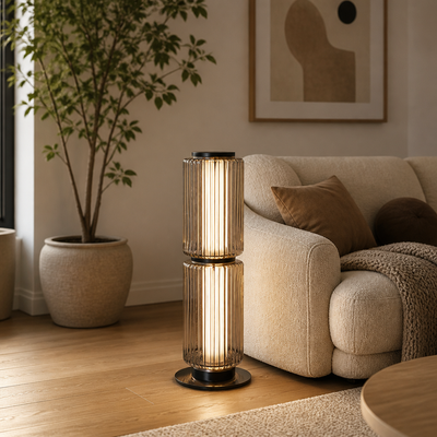 Scandinavian Glass & Aluminum LED Globe Floor Lamp
