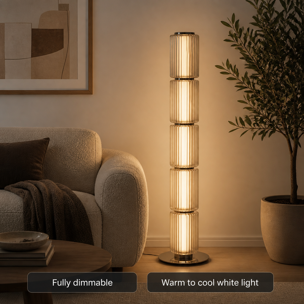 Scandinavian Glass & Aluminum LED Globe Floor Lamp