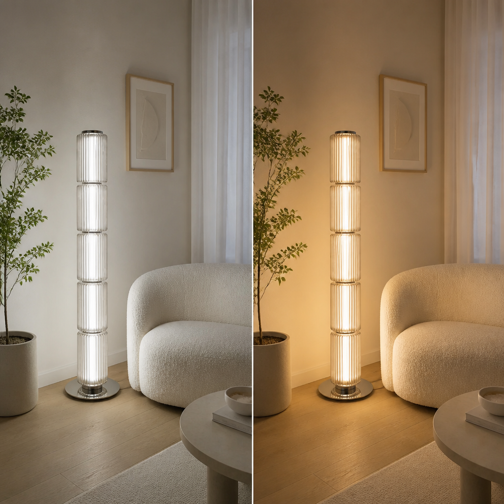 Scandinavian Glass & Aluminum LED Globe Floor Lamp