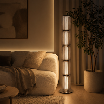 Scandinavian Glass & Aluminum LED Globe Floor Lamp