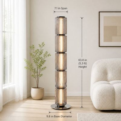 Scandinavian Glass & Aluminum LED Globe Floor Lamp