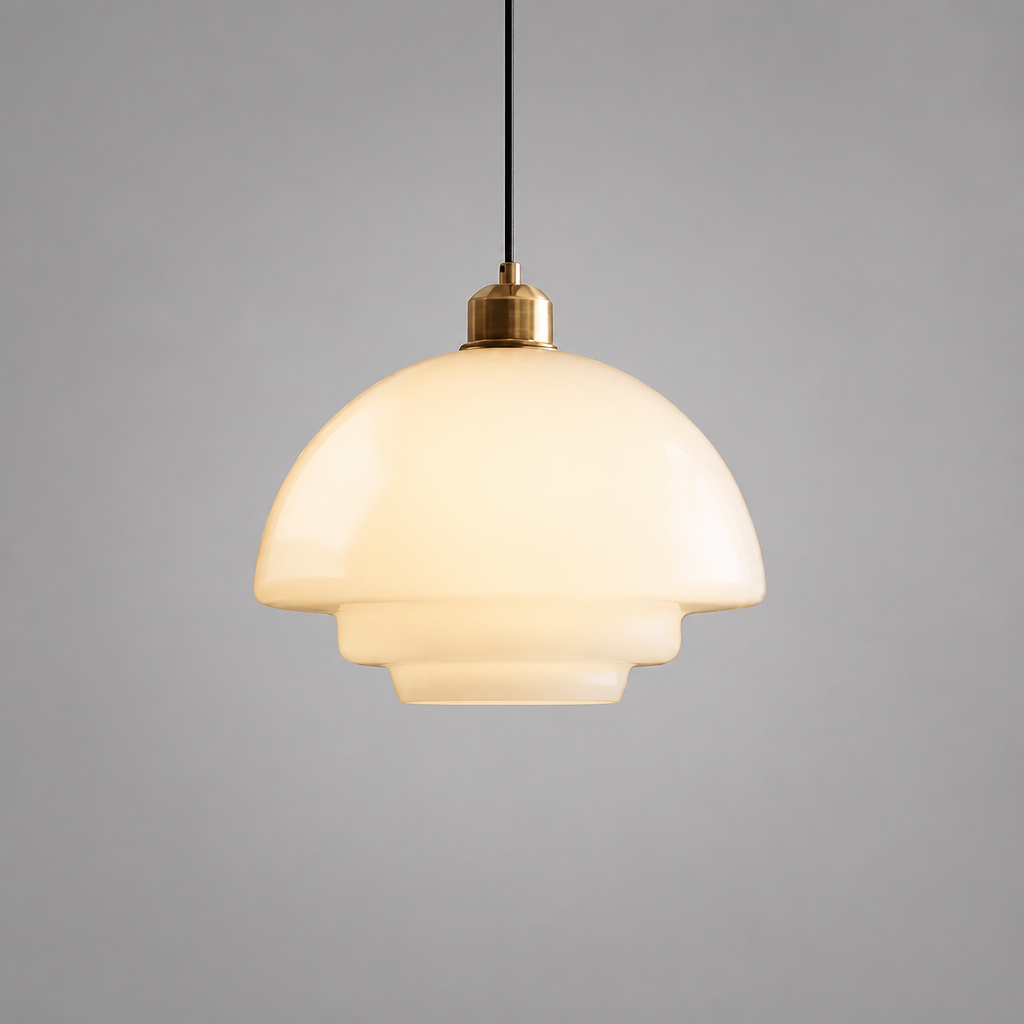Scandinavian Glass & Brass Pendant Light