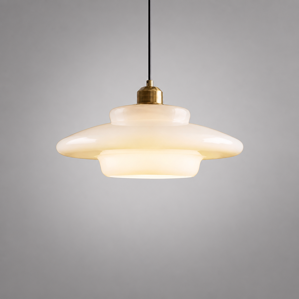 Scandinavian Glass & Brass Pendant Light