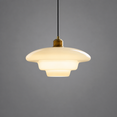 Scandinavian Glass & Brass Pendant Light