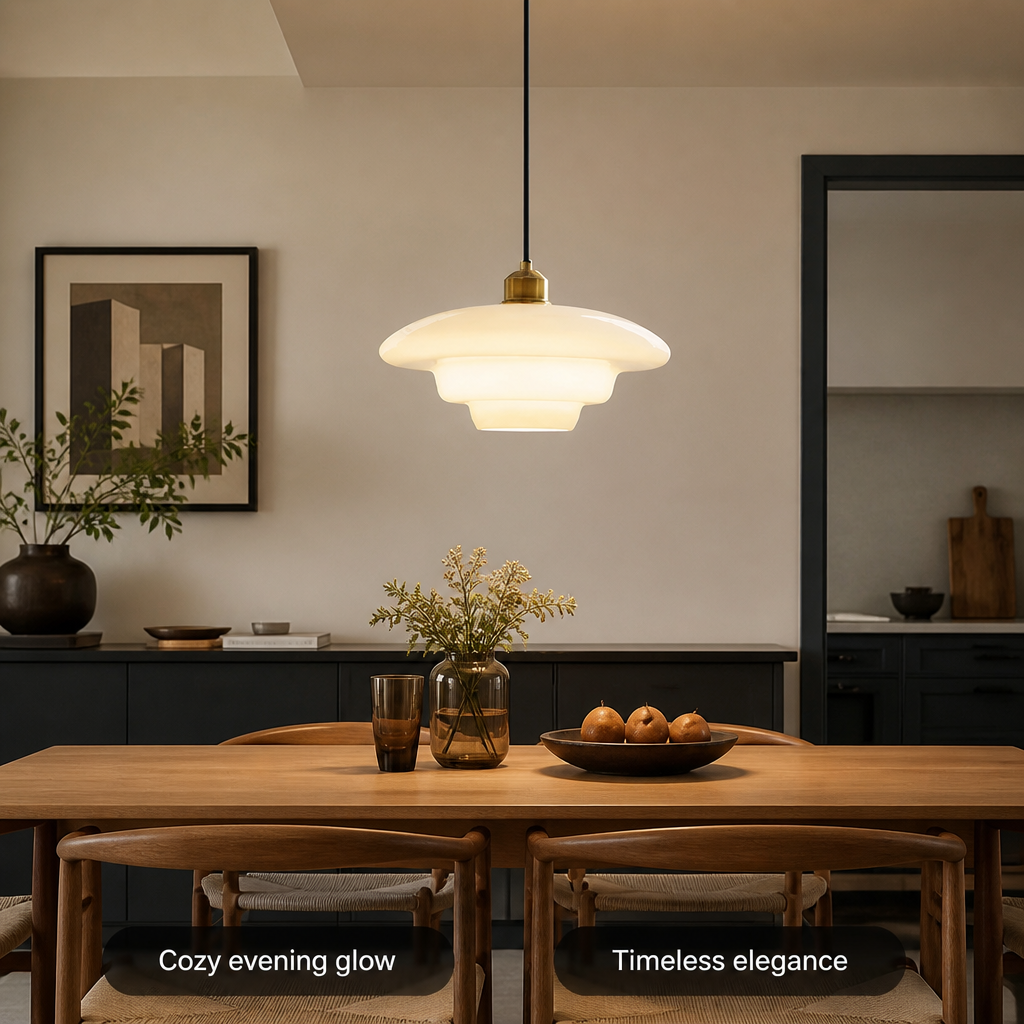 Scandinavian Glass & Brass Pendant Light