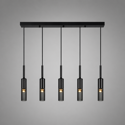 Scandinavian Glass & Iron Multi-Head Pendant Light