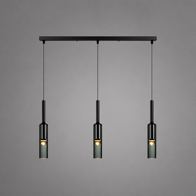 Scandinavian Glass & Iron Multi-Head Pendant Light