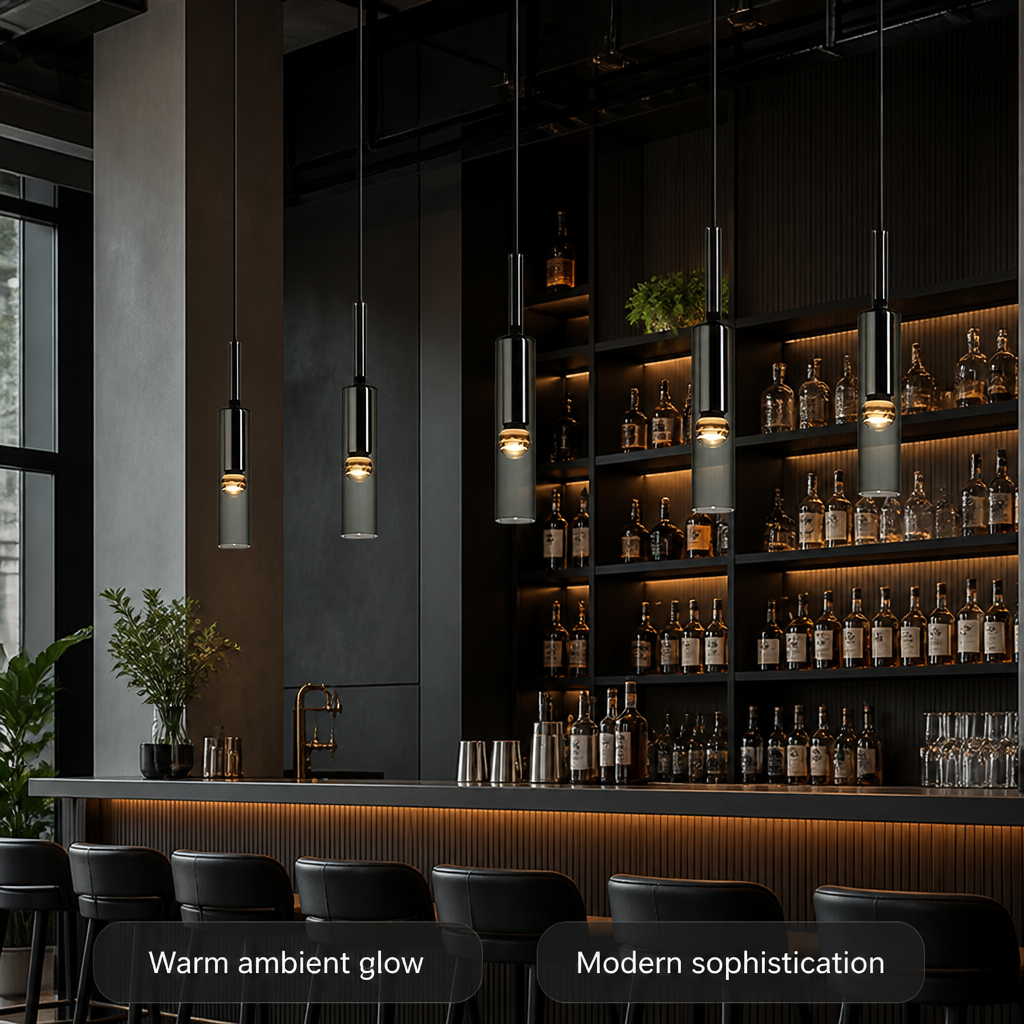 Scandinavian Glass & Iron Multi-Head Pendant Light