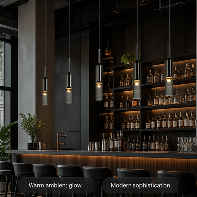 Scandinavian Glass & Iron Multi-Head Pendant Light