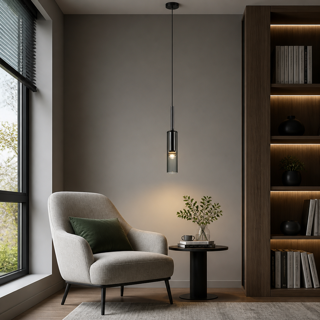 Scandinavian Glass & Iron Multi-Head Pendant Light