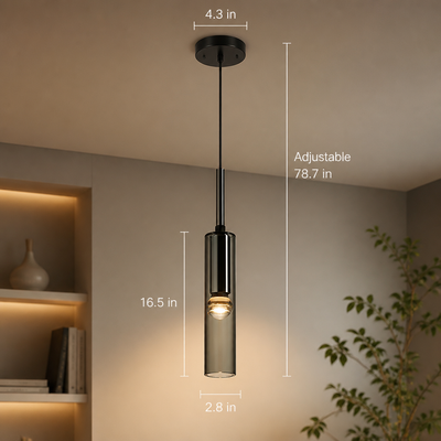 Scandinavian Glass & Iron Multi-Head Pendant Light