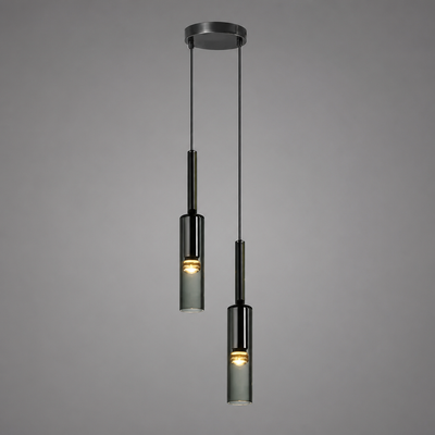 Scandinavian Glass & Iron Multi-Head Pendant Light