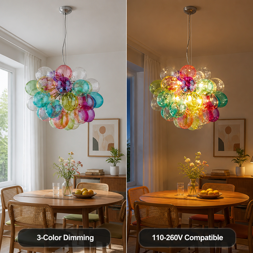 Scandinavian Glass LED Bubble Pendant Light