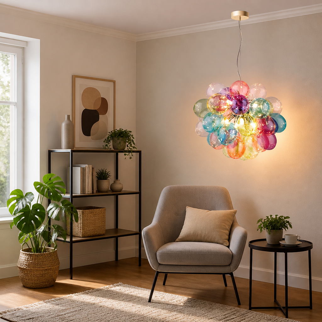 Scandinavian Glass LED Bubble Pendant Light