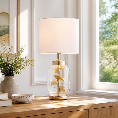 Scandinavian Glass Leaf Table Lamp