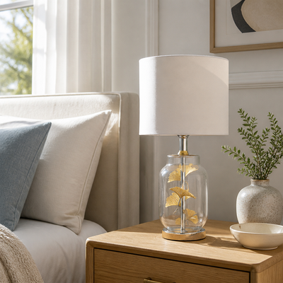 Scandinavian Glass Leaf Table Lamp