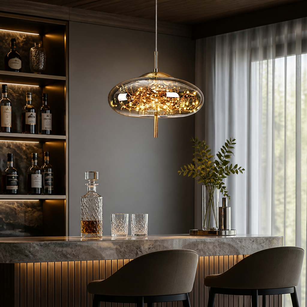 Scandinavian Glass & Metal LED Star Pendant Light