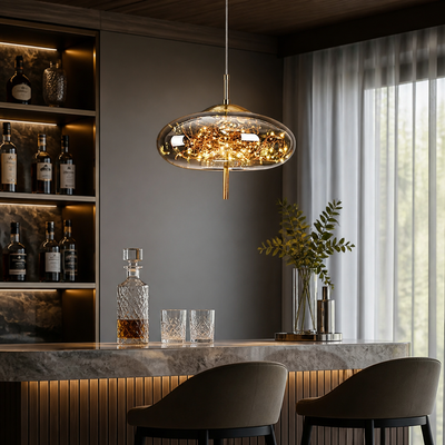 Scandinavian Glass & Metal LED Star Pendant Light