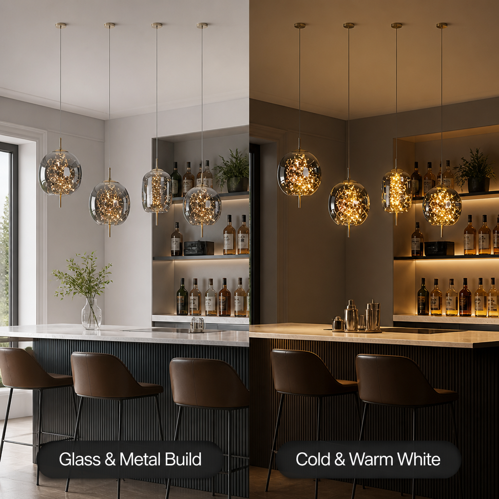 Scandinavian Glass & Metal LED Star Pendant Light