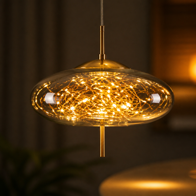 Scandinavian Glass & Metal LED Star Pendant Light