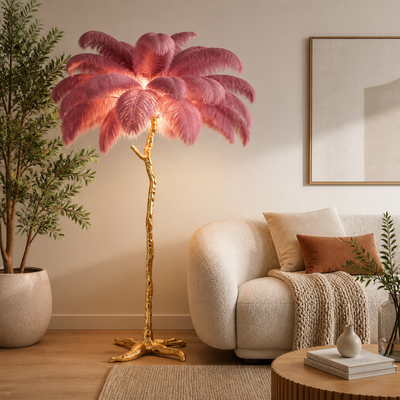 Scandinavian Gold Feathered Floor Lamp