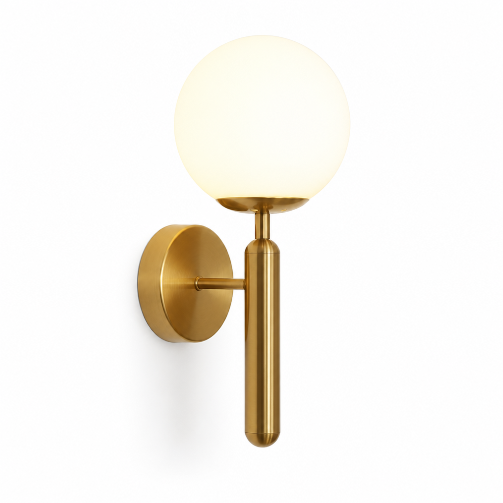 Scandinavian Gold Glass Globe Wall Sconce