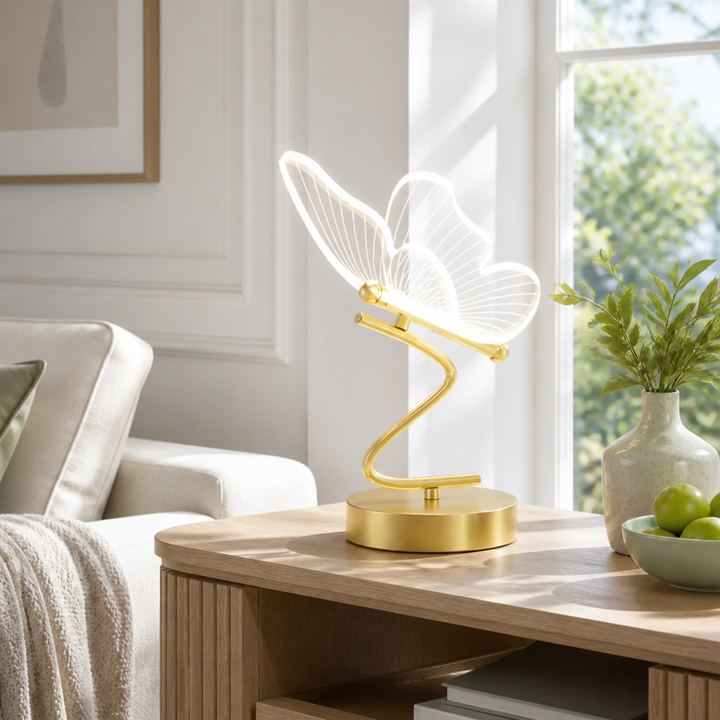 Scandinavian Iron & Acrylic LED Butterfly Table Lamp
