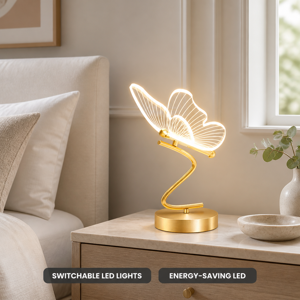 Scandinavian Iron & Acrylic LED Butterfly Table Lamp