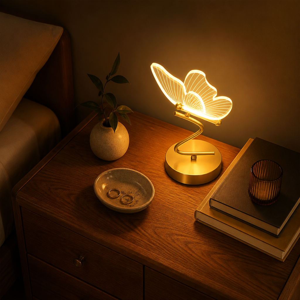 Scandinavian Iron & Acrylic LED Butterfly Table Lamp