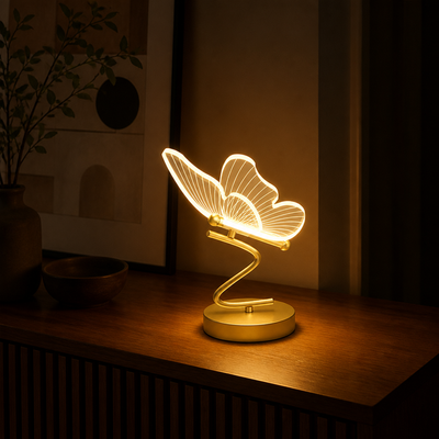 Scandinavian Iron & Acrylic LED Butterfly Table Lamp