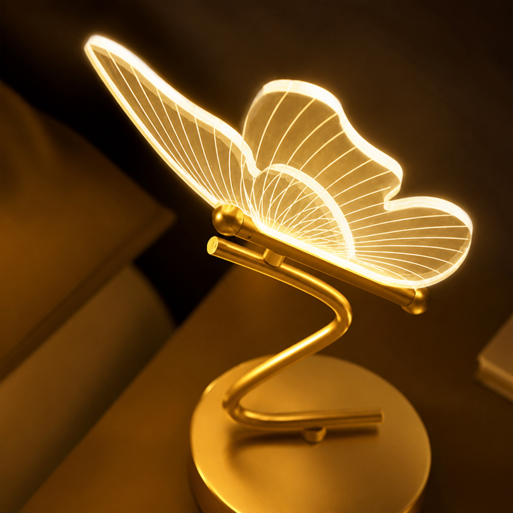 Scandinavian Iron & Acrylic LED Butterfly Table Lamp
