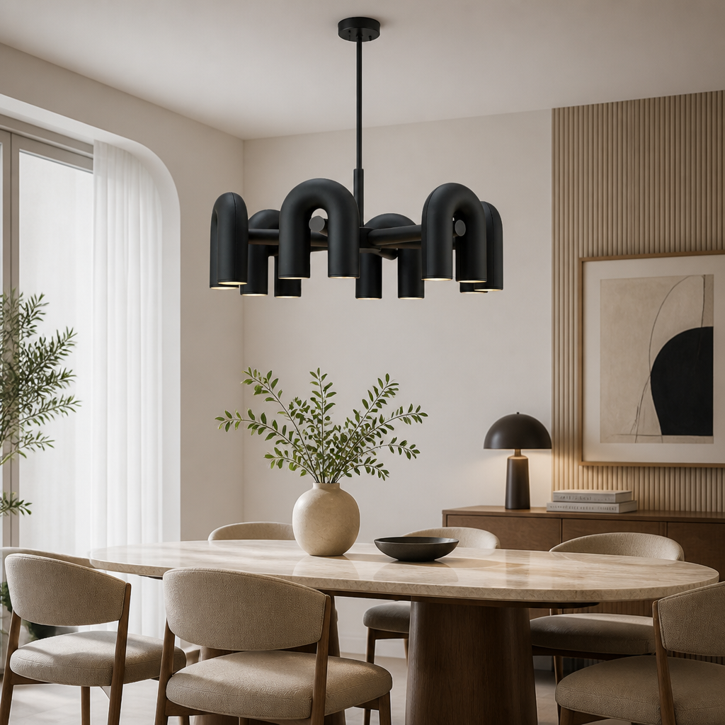 Scandinavian Iron & Acrylic LED U-Shaped Chandelier