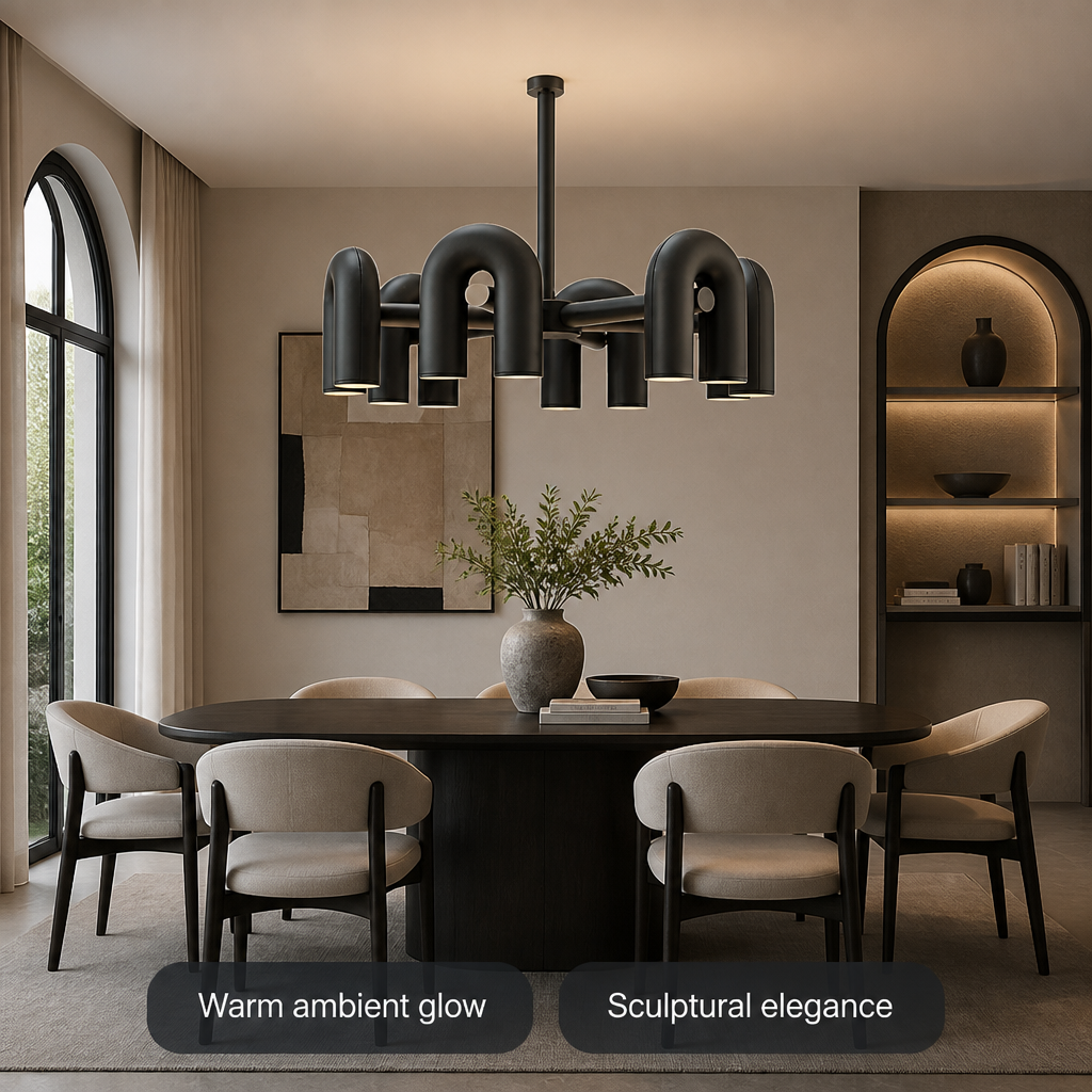 Scandinavian Iron & Acrylic LED U-Shaped Chandelier