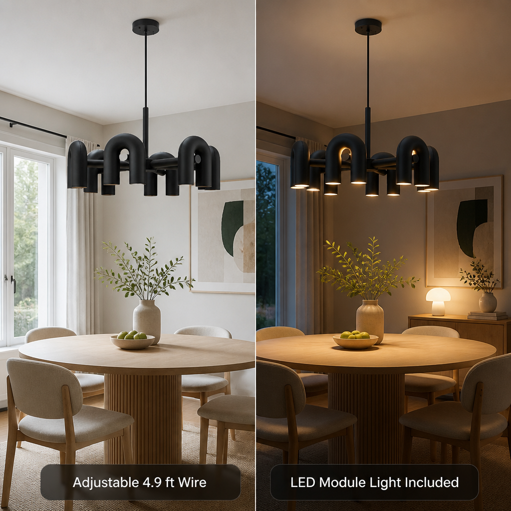 Scandinavian Iron & Acrylic LED U-Shaped Chandelier