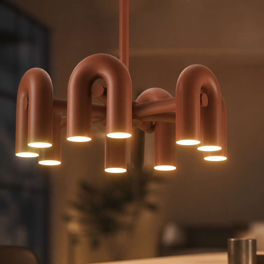 Scandinavian Iron & Acrylic LED U-Shaped Chandelier