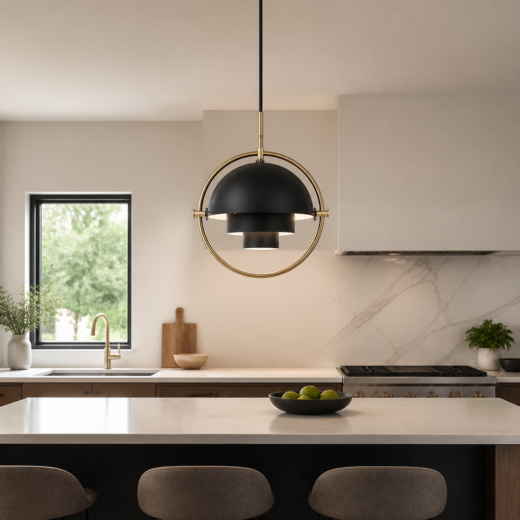 Scandinavian Iron & Glass LED Single-Bulb Pendant Light