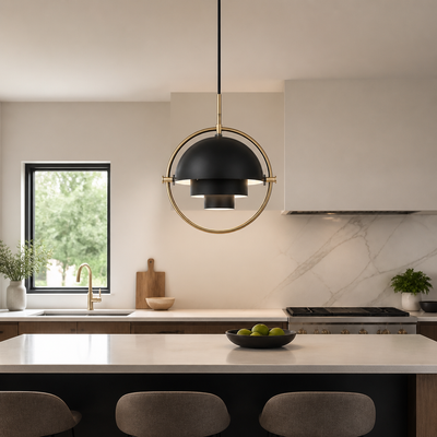 Scandinavian Iron & Glass LED Single-Bulb Pendant Light
