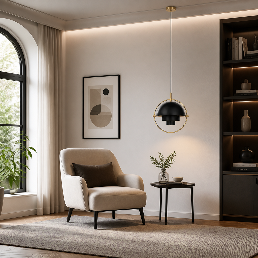 Scandinavian Iron & Glass LED Single-Bulb Pendant Light