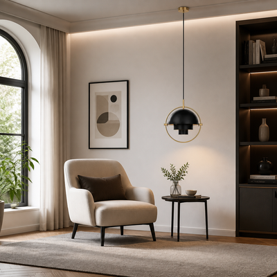 Scandinavian Iron & Glass LED Single-Bulb Pendant Light