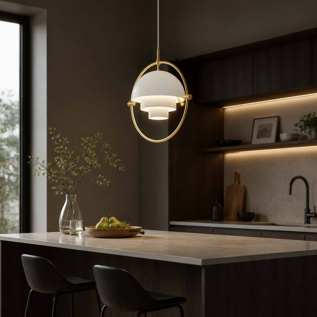 Scandinavian Iron & Glass LED Single-Bulb Pendant Light