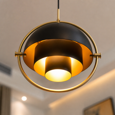 Scandinavian Iron & Glass LED Single-Bulb Pendant Light