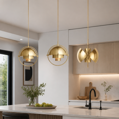 Scandinavian Iron & Glass Rotating Globe Pendant Light