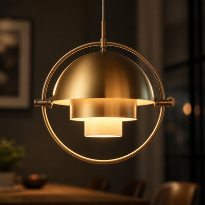 Scandinavian Iron & Glass Rotating Globe Pendant Light