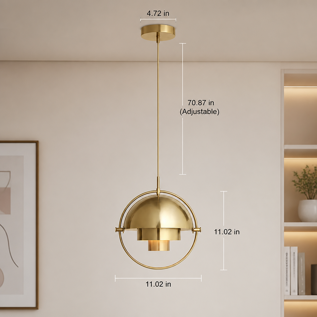 Scandinavian Iron & Glass Rotating Globe Pendant Light