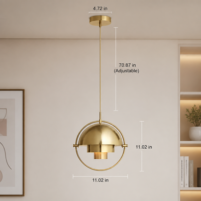 Scandinavian Iron & Glass Rotating Globe Pendant Light