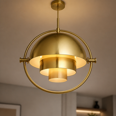 Scandinavian Iron & Glass Rotating Globe Pendant Light